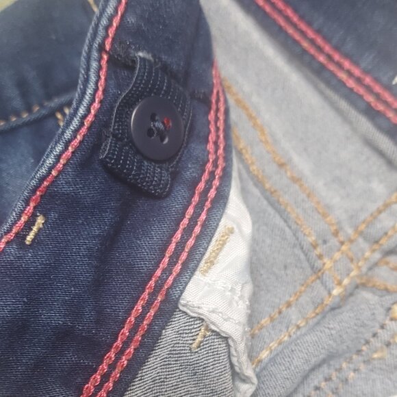 Jordache Girls 5 Denim Shorts Stretch Embroidered Patches Love Peace Good Vibes - Picture 3 of 5